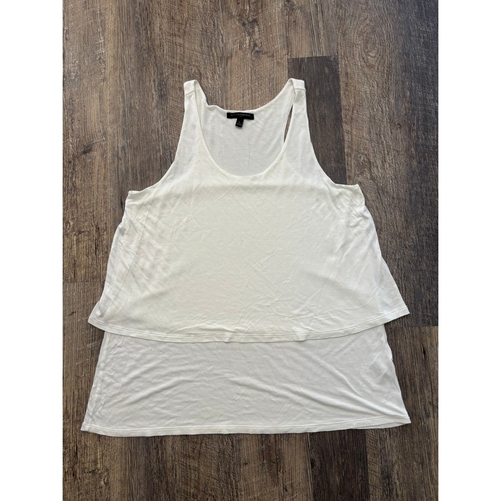 Banana Republic White‎ Modal Double Layer Tiered Tank Top Womens Large RN54023